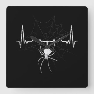 Horloge Carrée Spider Web Heartbeat Cobweb Spider Cadeau