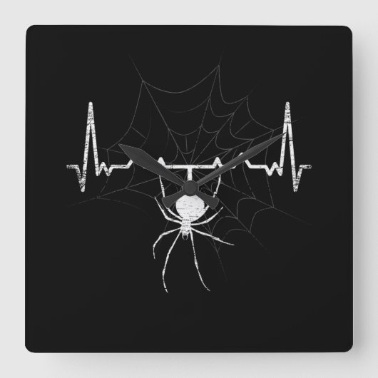 Horloge Carrée Spider Web Heartbeat Cobweb Spider Cadeau (Recto)