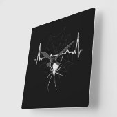 Horloge Carrée Spider Web Heartbeat Cobweb Spider Cadeau (Angle)