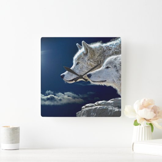 Horloge Carrée Spirit Wolf (Maison)