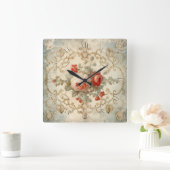 Horloge Carrée splendide shabby chic rose vintage (Maison)