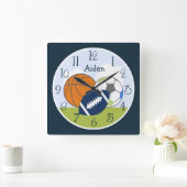 Horloge Carrée Sport Balls (Maison)