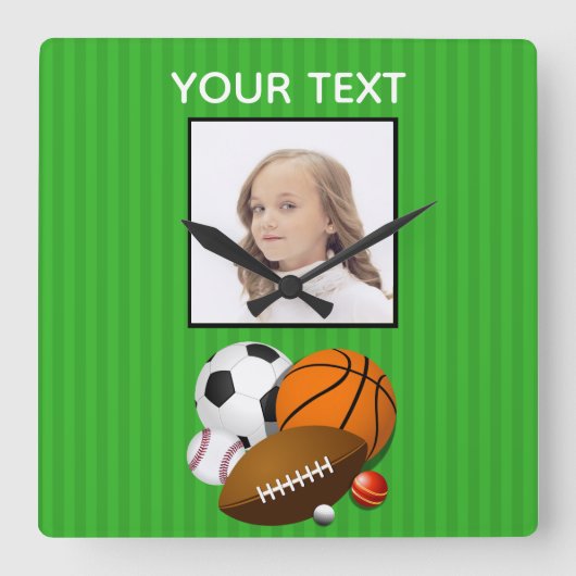 Horloge Carrée Sports Photo Acrylic Wall Clock (Recto)