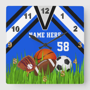 Horloge Carrée Sports Themed