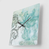 Horloge Carrée Spray de fleurs II (Angle)