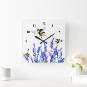Horloge Carrée Spring Flowers and Bees Flying Wall Clock (Maison)