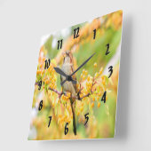 Horloge Carrée Spring time Sparrow (Angle)