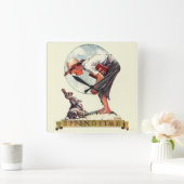 Horloge Carrée Springtime, 1935 garçon avec lapin (Maison)