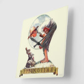 Horloge Carrée Springtime, 1935 garçon avec lapin (Angle)