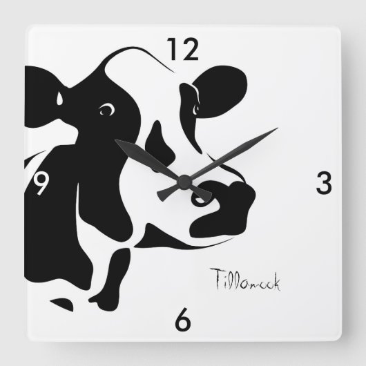 Horloge Carrée Square Black and White Tillamook Cow Clock (Recto)