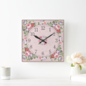 Horloge Carrée Square wall clock - floral design (Maison)