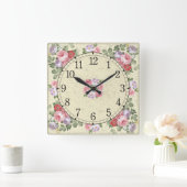 Horloge Carrée Square wall clock - floral design (Maison)