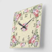Horloge Carrée Square wall clock - floral design (Angle)