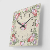 Horloge Carrée Square wall clock - floral design (Angle)