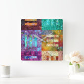 Horloge Carrée Squares de quilting (Maison)
