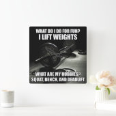 Horloge Carrée Squat, Banc, Deadlift - Motivation (Maison)
