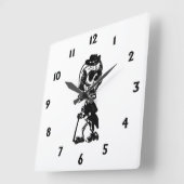 Horloge Carrée Squelette Dapper avec chiffres noirs (Angle)