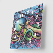 Horloge Carrée Squid Splatter Art (Angle)