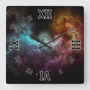 Horloge Carrée Squiggley Nebula Star Dust Cloud CRQENH