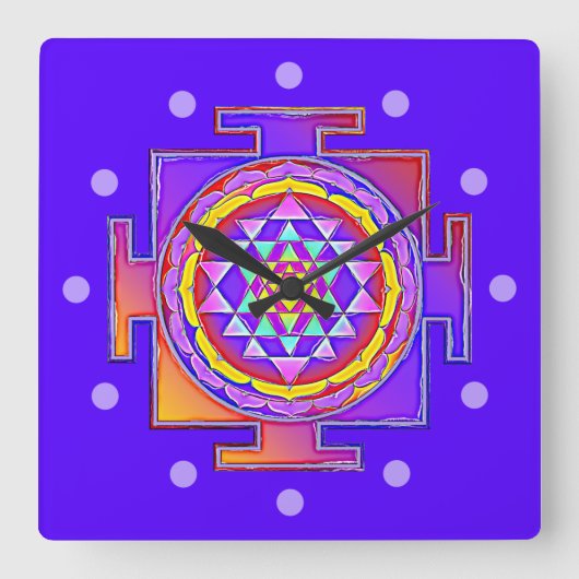 Horloge Carrée Sri Yantra - Symbole hindouiste Design 1 (Recto)