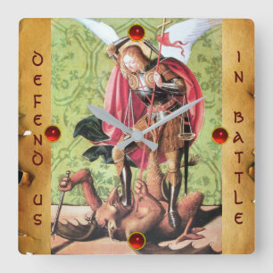 Horloge Carrée ST. MICHAEL ,DRAGON AND JUSTICE Parchment