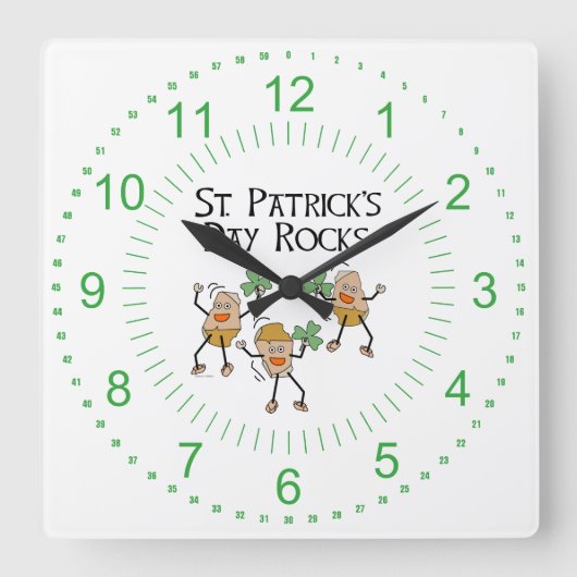 Horloge Carrée St. Patrick's Day Rocks (Recto)