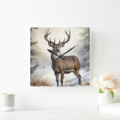 Horloge Carrée Stag Buck Deer (Maison)