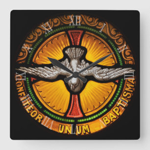 Horloge Carrée Stained glass dove