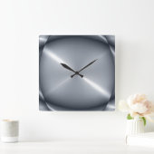 Horloge Carrée Stainless Steel Metal Look (Maison)