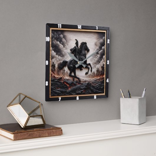 Horloge Carrée Stallion de cavalerie napoléonienne (Bureau)