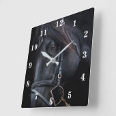 Horloge Carrée Stallion noir (Angle)