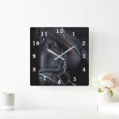 Horloge Carrée Stallion noir (Maison)