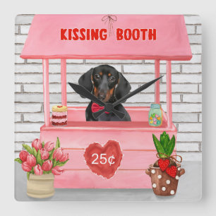 Horloge Carrée Stand de bisous de la Saint-Valentin pour chien te