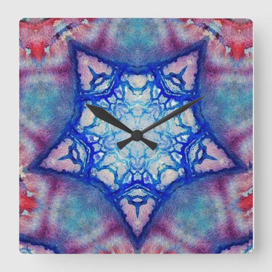 HORLOGE CARRÉE STAR BLEU ROSE ABSTRACT (Recto)