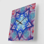 HORLOGE CARRÉE STAR BLEU ROSE ABSTRACT (Angle)