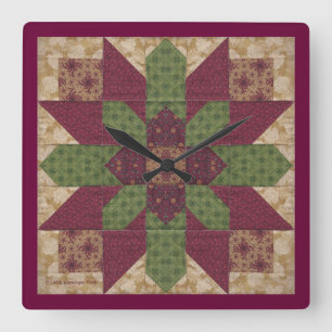 Horloge Carrée Star de Quilted Green