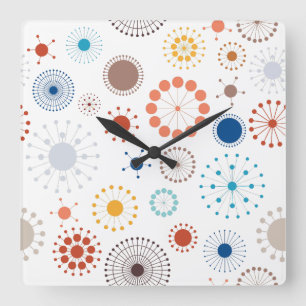 Horloge Carrée Starburst moderne du milieu du siècle