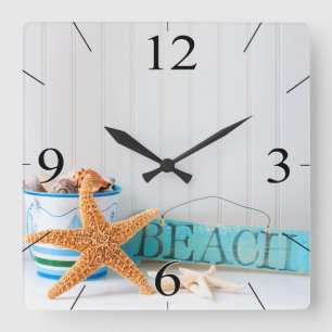 Horloge Carrée Starfish Beach Tropical Summer