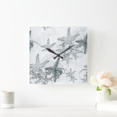 Horloge Carrée Starfish Sur Le Motif De Mer (Maison)