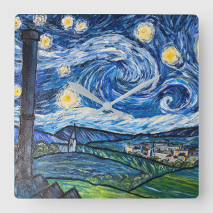 Horloge Carrée Starry Night Belmont Lancashire