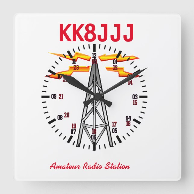 Horloge Carrée Station Clock for Ham Radio Operators (Front)