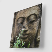 Horloge Carrée Statue de jardin en pierre avec fleurs (Angle)