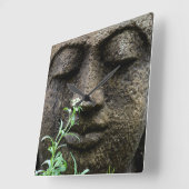 Horloge Carrée Statue de jardin en pierre avec fleurs (Angle)