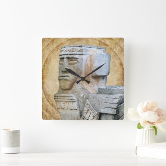 Horloge Carrée Statue maya Chacmool (Maison)