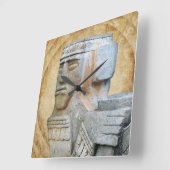 Horloge Carrée Statue maya Chacmool (Angle)
