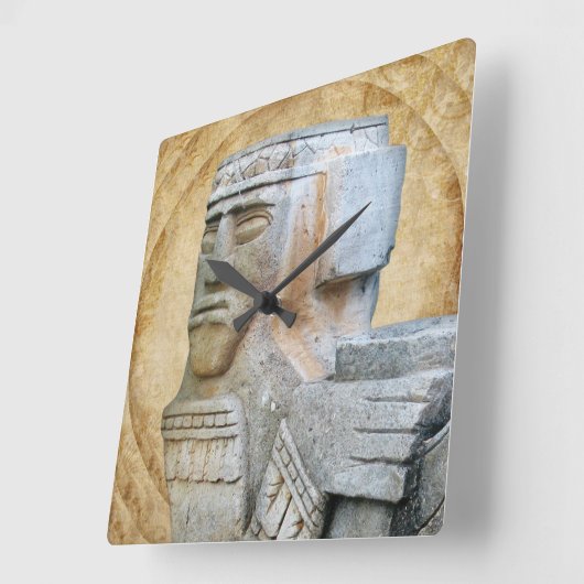 Horloge Carrée Statue maya Chacmool (Angle)
