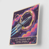 Horloge Carrée Stay Focused And Extra Sparkly (Angle)