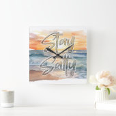 Horloge Carrée Stay Salty Sunset Beach (Maison)
