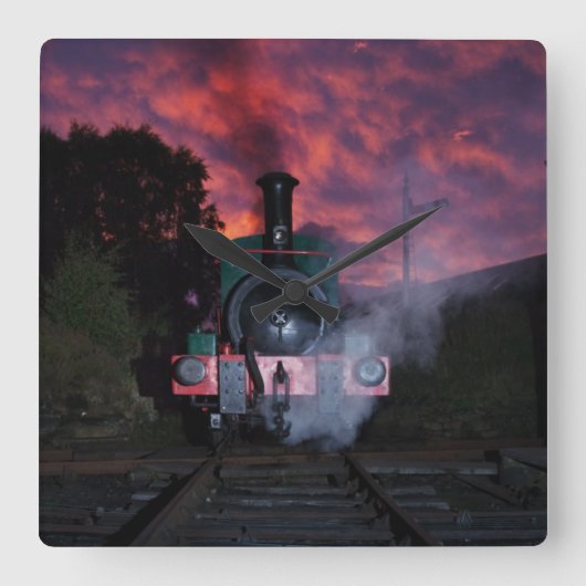 Horloge Carrée Steam Train Wall Clock (Recto)
