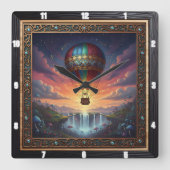 Horloge Carrée Steampunk Balloon Fantasy Waterfall (Recto)
